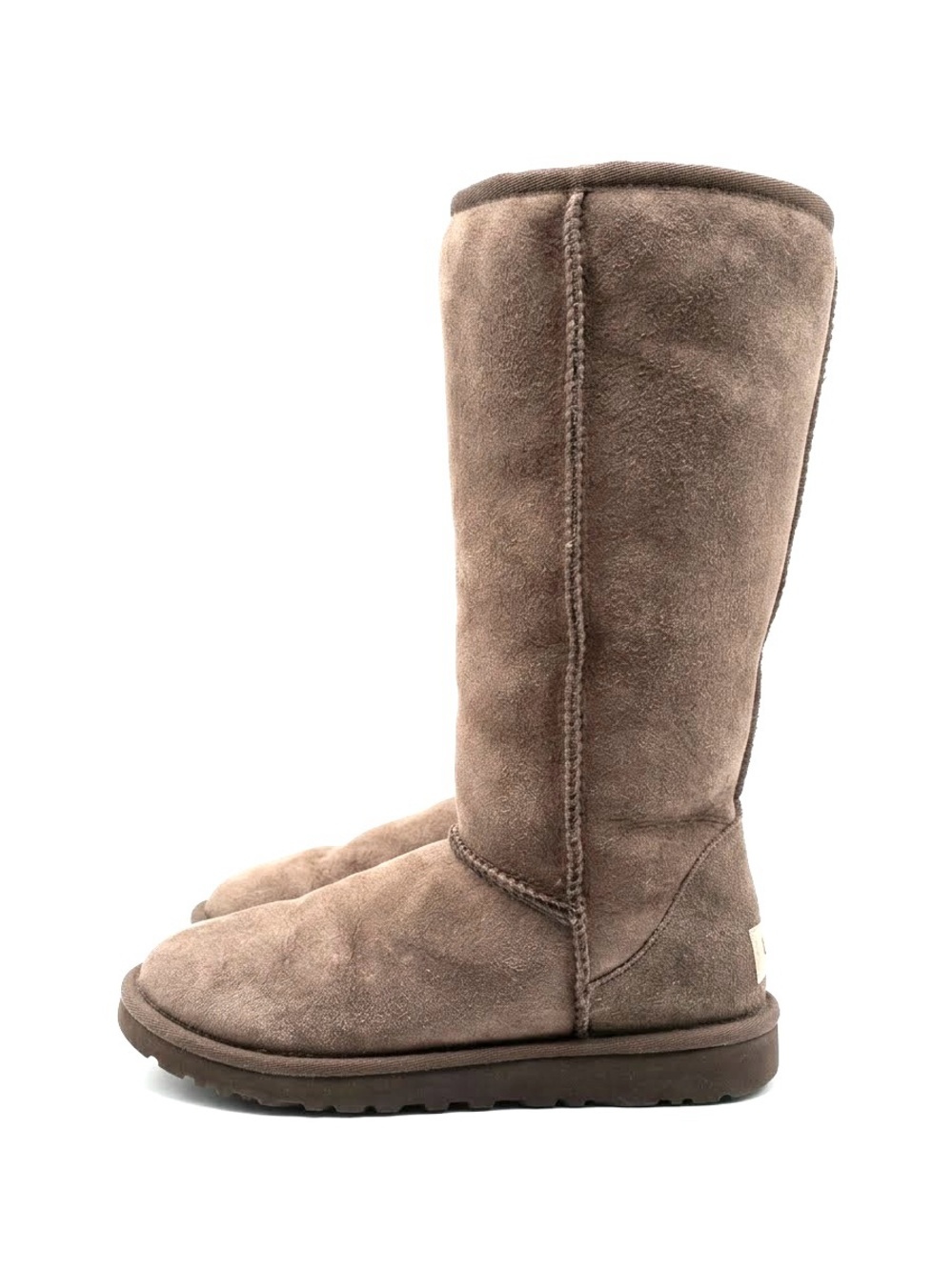 UGG Australia Vintage Classic Tall Boots Chocolate Brown Suede Shearling W6 EUC